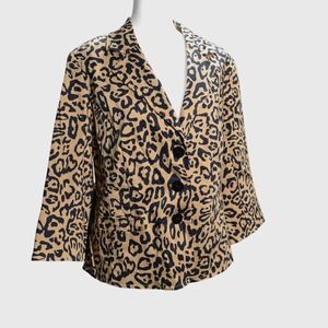 Linea by Louis Dell'Olio Women's Leopard Print Blazer Jacket Size L Animal Print